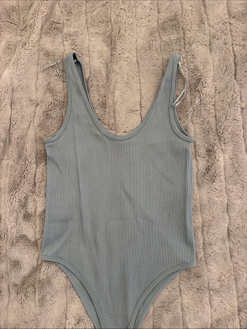 Zara Ribbed Tank Bodysuit in Sage Green